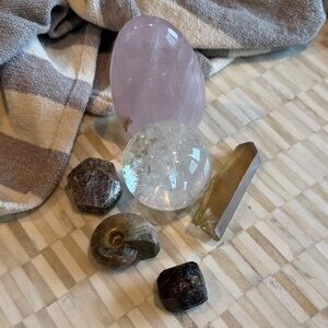 Assorted Decorative Crystal and Stone Set - Purple, Clear, Brown